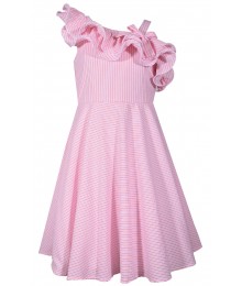Bonnie Jean Pink Stripe Ruffle Seesucker Dress 